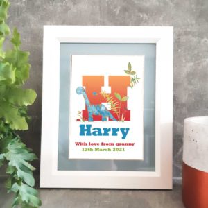 Dinosaur Name Frame | Baby Name Gifts | Tiger Lily Prints