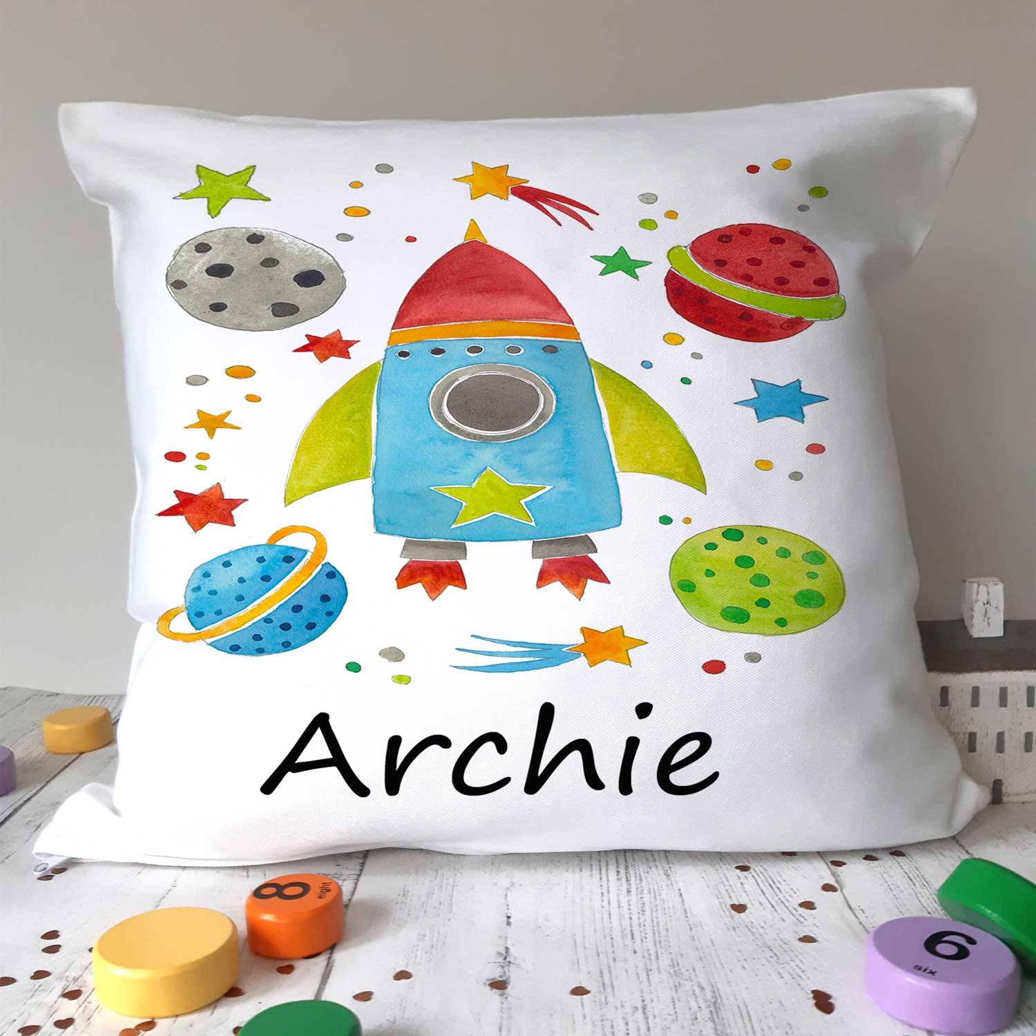 Space Cushion-Personalised Gifts-Tiger Lily Prints-Name Gifts