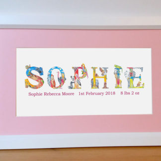 framed personalised baby name print